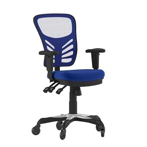 Rent to own Alamont Home - Mid-Back Ergonomic Multifunction Mesh Chair with Polyurethane Wheels - Blue
