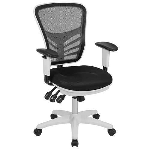 Rent to own Alamont Home - Nicholas Contemporary Mesh Executive Swivel Office Chair - Black Mesh/White Frame