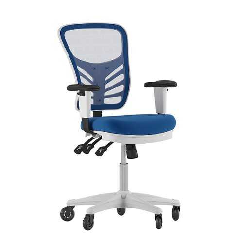 Rent to own Alamont Home - Mid-Back Ergonomic Multifunction Mesh Chair with Polyurethane Wheels - Blue Mesh/White Frame
