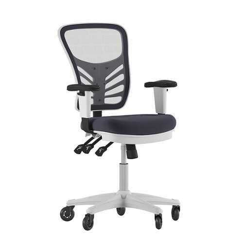 Rent to own Alamont Home - Mid-Back Ergonomic Multifunction Mesh Chair with Polyurethane Wheels - Dark Gray Mesh/White Frame