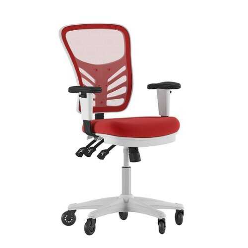 Rent to own Alamont Home - Mid-Back Ergonomic Multifunction Mesh Chair with Polyurethane Wheels - Red Mesh/White Frame