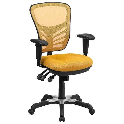 Rent to own Alamont Home - Nicholas Contemporary Mesh Executive Swivel Office Chair - Yellow-Orange