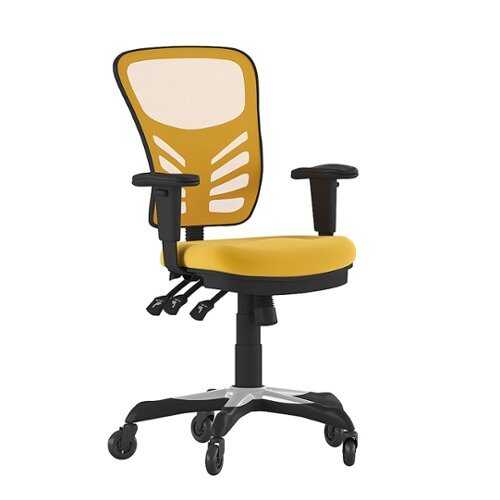 Rent to own Alamont Home - Mid-Back Ergonomic Multifunction Mesh Chair with Polyurethane Wheels - Yellow-Orange
