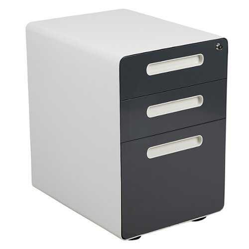 Rent to own Alamont Home - Wren Modern Steel 3-Drawer Filing Cabinet - White and Charcoal
