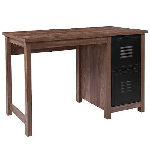 Rent to own Alamont Home - New Lancaster Collection Rectangle Contemporary Laminate 2-Drawer Home Office Desk - Crosscut Oak
