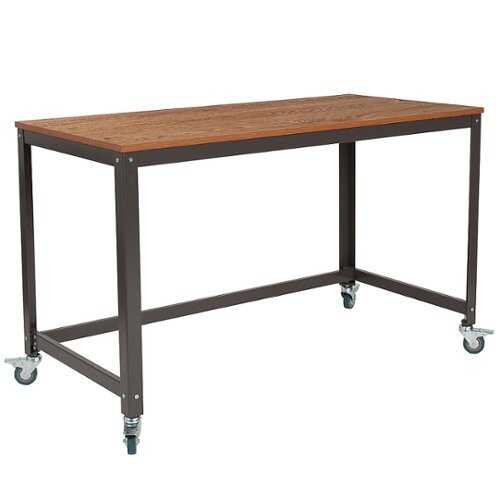 Rent to own Alamont Home - Livingston Collection Rectangle Industrial Laminate  Home Office Desk - Brown Oak