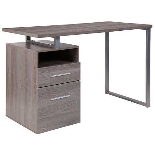 Rent to own Alamont Home - Harwood Rectangle Contemporary Laminate 2-Drawer Home Office Desk - Light Ash