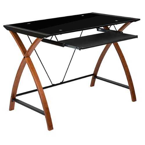 Rent to own Alamont Home - Jude Rectangle Contemporary Glass  Home Office Desk - Black