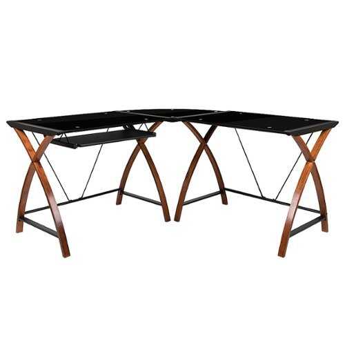 Rent to own Alamont Home - Jude L Contemporary Glass  Home Office Desk - Black