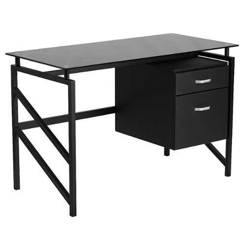 Rent to own Alamont Home - Singleton Rectangle Contemporary Glass  Home Office Desk - Black