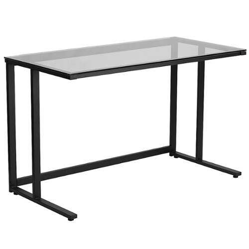 Rent to own Alamont Home - Singleton Rectangle Contemporary Glass  Home Office Desk - Clear/Black