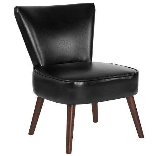 Rent to own Alamont Home - Hercules Holloway  Midcentury Leather/Faux Leather Side Chair - Upholstered - Black LeatherSoft