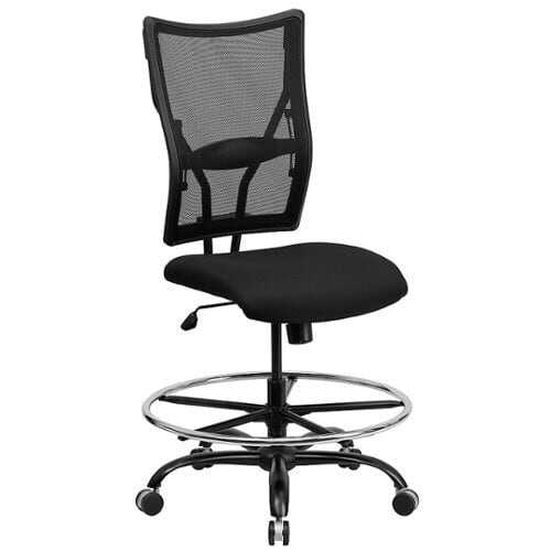 Rent to own Alamont Home - Hercules Contemporary Big & Tall  Fabric Drafting Stool - Black