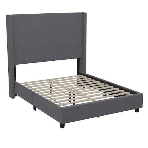 Rent to own Alamont Home - Quinn Full Size Upholstered Platform Bed with Channel Stitched Headboard - Gray