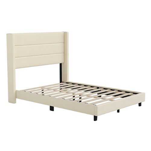 Rent to own Alamont Home - Hollis Full Size Upholstered Platform Bed with Wingback Headboard - Beige