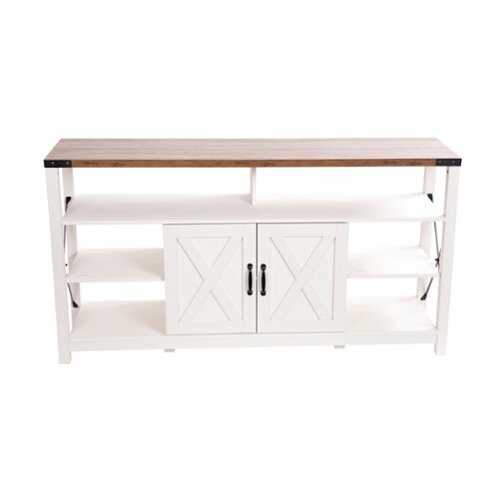 Rent to own Alamont Home - Wyatt TV Stand for up to 60" TV's with Adjustable Shelf and Storage - White/Rustic - White/Oak