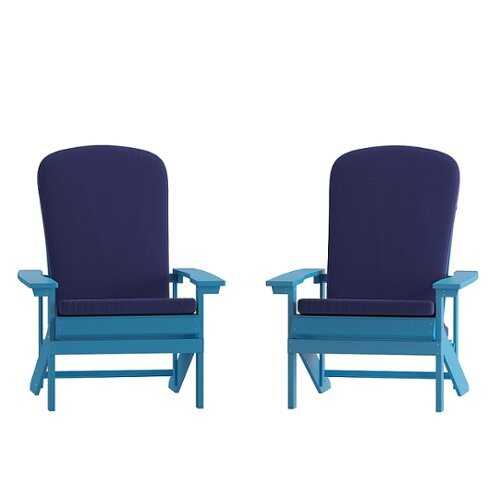 Rent to own Alamont Home - Charlestown Indoor/Outdoor Adirondack Chairs with Cushions - Set of 2 - Blue