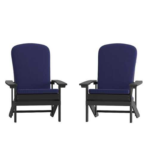 Rent to own Alamont Home - Charlestown Indoor/Outdoor Adirondack Chairs with Cushions - Set of 2 - Slate Gray/Blue