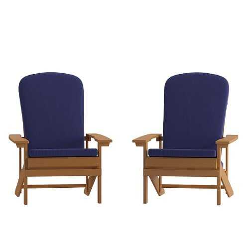 Rent to own Alamont Home - Charlestown Indoor/Outdoor Adirondack Chairs with Cushions - Set of 2 - Teak/Blue