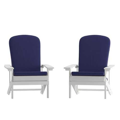 Rent to own Alamont Home - Charlestown Indoor/Outdoor Adirondack Chairs with Cushions - Set of 2 - White/Blue