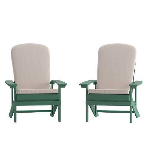 Rent to own Alamont Home - Charlestown Indoor/Outdoor Adirondack Chairs with Cushions - Set of 2 - Green/Cream