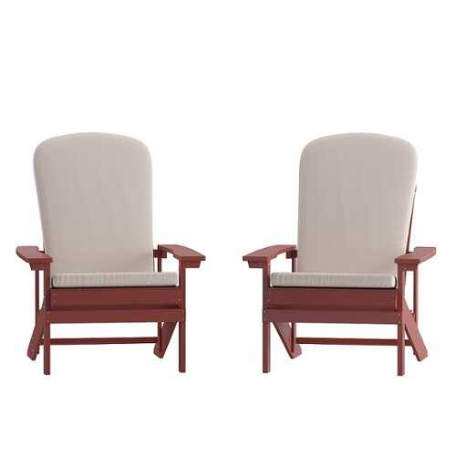Rent to own Alamont Home - Charlestown Indoor/Outdoor Adirondack Chairs with Cushions - Set of 2 - Red/Cream