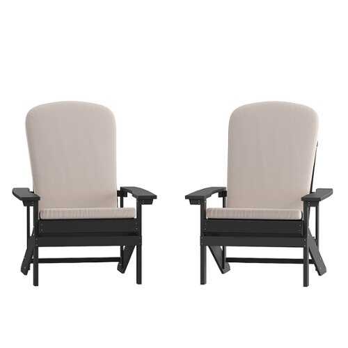 Rent to own Alamont Home - Charlestown Indoor/Outdoor Adirondack Chairs with Cushions - Set of 2 - Slate Gray/Cream