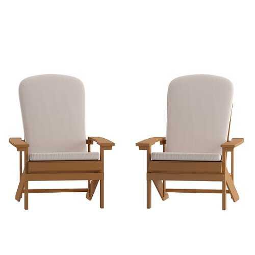 Rent to own Alamont Home - Charlestown Indoor/Outdoor Adirondack Chairs with Cushions - Set of 2 - Teak/Cream