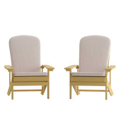 Rent to own Alamont Home - Charlestown Indoor/Outdoor Adirondack Chairs with Cushions - Set of 2 - Yellow/Cream