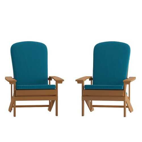 Rent to own Alamont Home - Charlestown Indoor/Outdoor Adirondack Chairs with Cushions - Set of 2 - Teak/Teal
