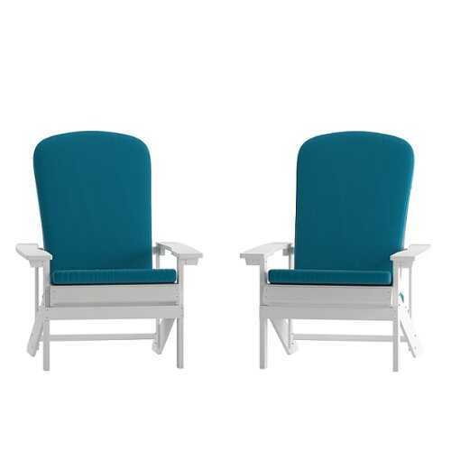 Rent to own Alamont Home - Charlestown Indoor/Outdoor Adirondack Chairs with Cushions - Set of 2 - White/Teal