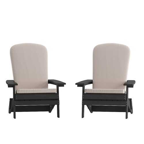 Rent to own Alamont Home - Charlestown Indoor/Outdoor Folding Adirondack Chairs with Cushions - Set of 2 - Black/Cream
