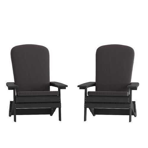 Rent to own Alamont Home - Charlestown Indoor/Outdoor Folding Adirondack Chairs with Cushions - Set of 2 - Black/Gray