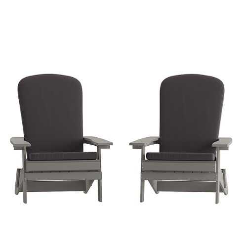 Rent to own Alamont Home - Charlestown Indoor/Outdoor Folding Adirondack Chairs with Cushions - Set of 2 - Gray