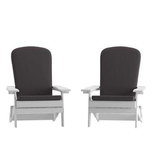 Rent to own Alamont Home - Charlestown Indoor/Outdoor Folding Adirondack Chairs with Cushions - Set of 2 - White/Gray