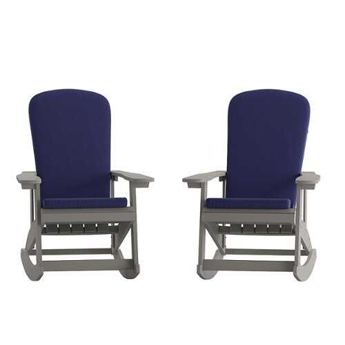 Rent to own Alamont Home - Savannah Indoor/Outdoor Rocking Adirondack Chairs with Cushions - Set of 2 - Gray/Blue