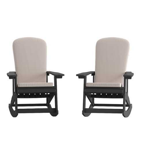 Rent to own Alamont Home - Savannah Indoor/Outdoor Rocking Adirondack Chairs with Cushions - Set of 2 - Black/Cream