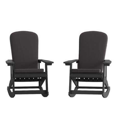 Rent to own Alamont Home - Savannah Indoor/Outdoor Rocking Adirondack Chairs with Cushions - Set of 2 - Black/Gray