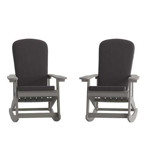 Rent to own Alamont Home - Savannah Indoor/Outdoor Rocking Adirondack Chairs with Cushions - Set of 2 - Gray