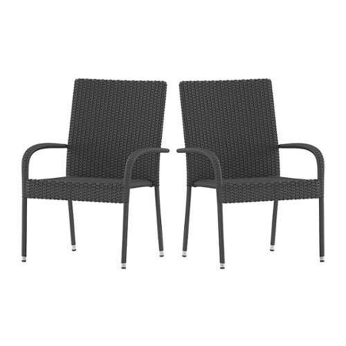 Rent to own Alamont Home - Maxim Indoor/Outdoor Stacking Steel Framed Wicker Dining Armchairs - 2 Pack - Gray