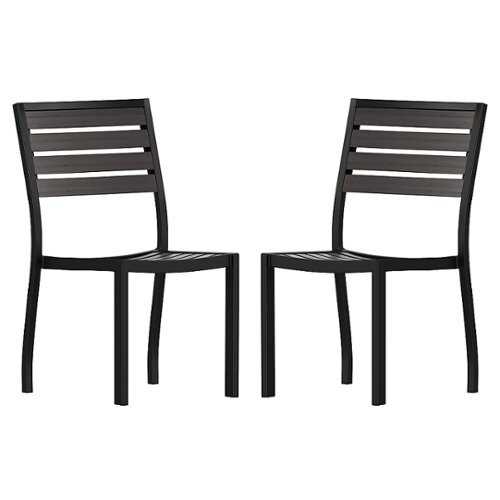 Rent to own Alamont Home - Lark Set of 2 Outdoor Faux Teak Side Chairs with Poly Slats - Patio Chairs - Gray Wash Teak
