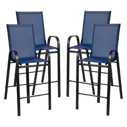 Rent to own Alamont Home - Brazos Modern Fabric Patio Barstool (set of 4) - Navy