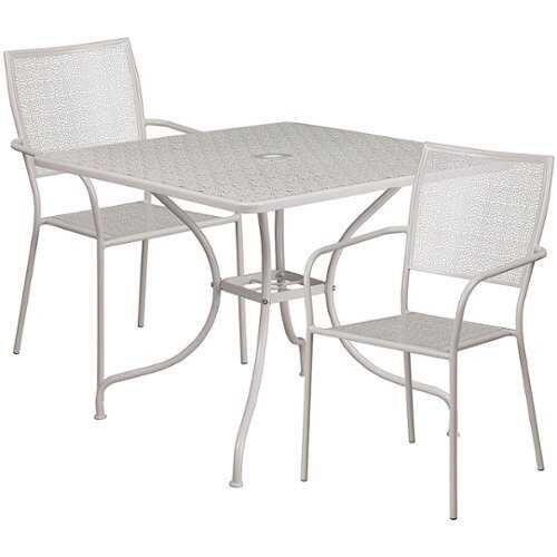 Rent to own Alamont Home - Oia Outdoor Square Contemporary Metal 3 Piece Patio Set - Light Gray