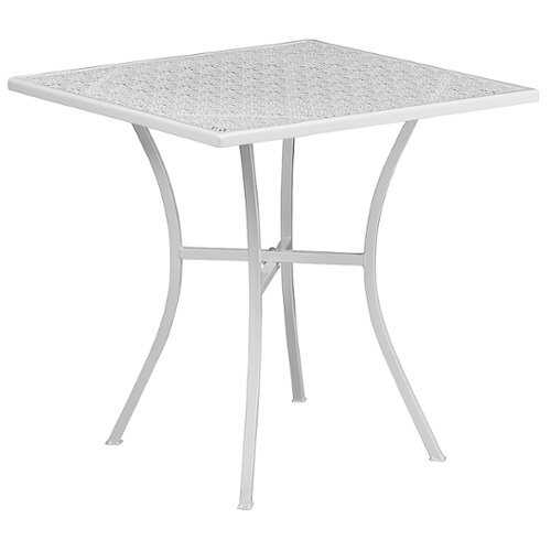 Rent to own Alamont Home - Oia 28" Square Indoor-Outdoor Steel Patio Table - Restaurant Seating - White