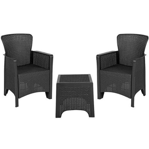 Rent to own Alamont Home - Seneca Outdoor Square Contemporary Resin 3 Piece Patio Set - Dark Gray