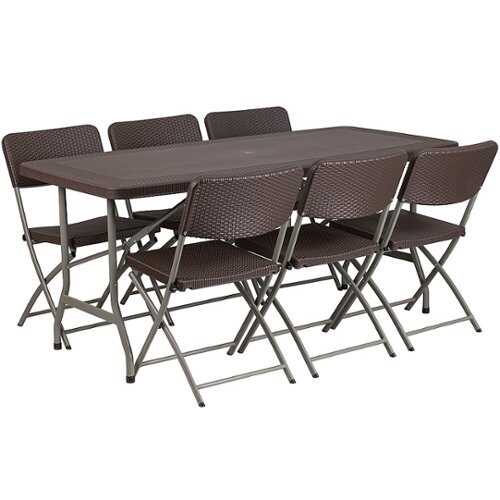 Rent to own Alamont Home - Hensley Rectangle Contemporary Plastic Patio Table (set of 7) - Brown