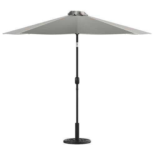 Rent to own Alamont Home - Bundled Set - 9 FT Round Umbrella & Universal Black Cement Waterproof Base - Gray