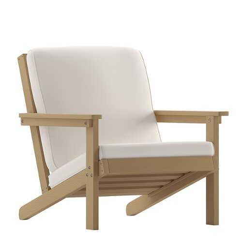 Rent to own Alamont Home - Charlestown All-Weather Poly Resin Adirondack Style Chair & Cushions - Natural Cedar/Cream