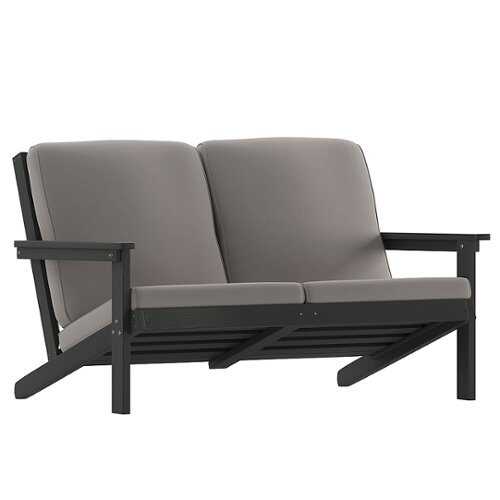 Rent to own Alamont Home - Charlestown All-Weather Poly Resin Adirondack Loveseat & Cushions - Black/Charcoal