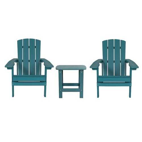 Rent to own Alamont Home - Charlestown Indoor/Outdoor Adirondack Style Side Table and 2 Chair Set - Sea Foam